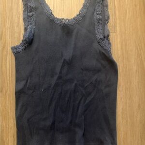 Brandy Melville Navy Lace Trim Tank Top